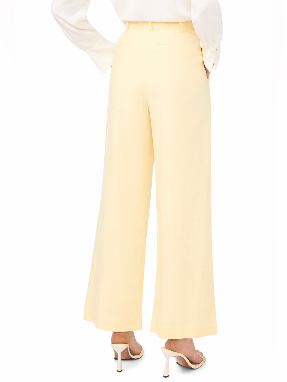 Halogen Pleated High Waist Linen Blend Wide Leg Dress Pants Yellow 10 NWOT - Picture 2 of 7